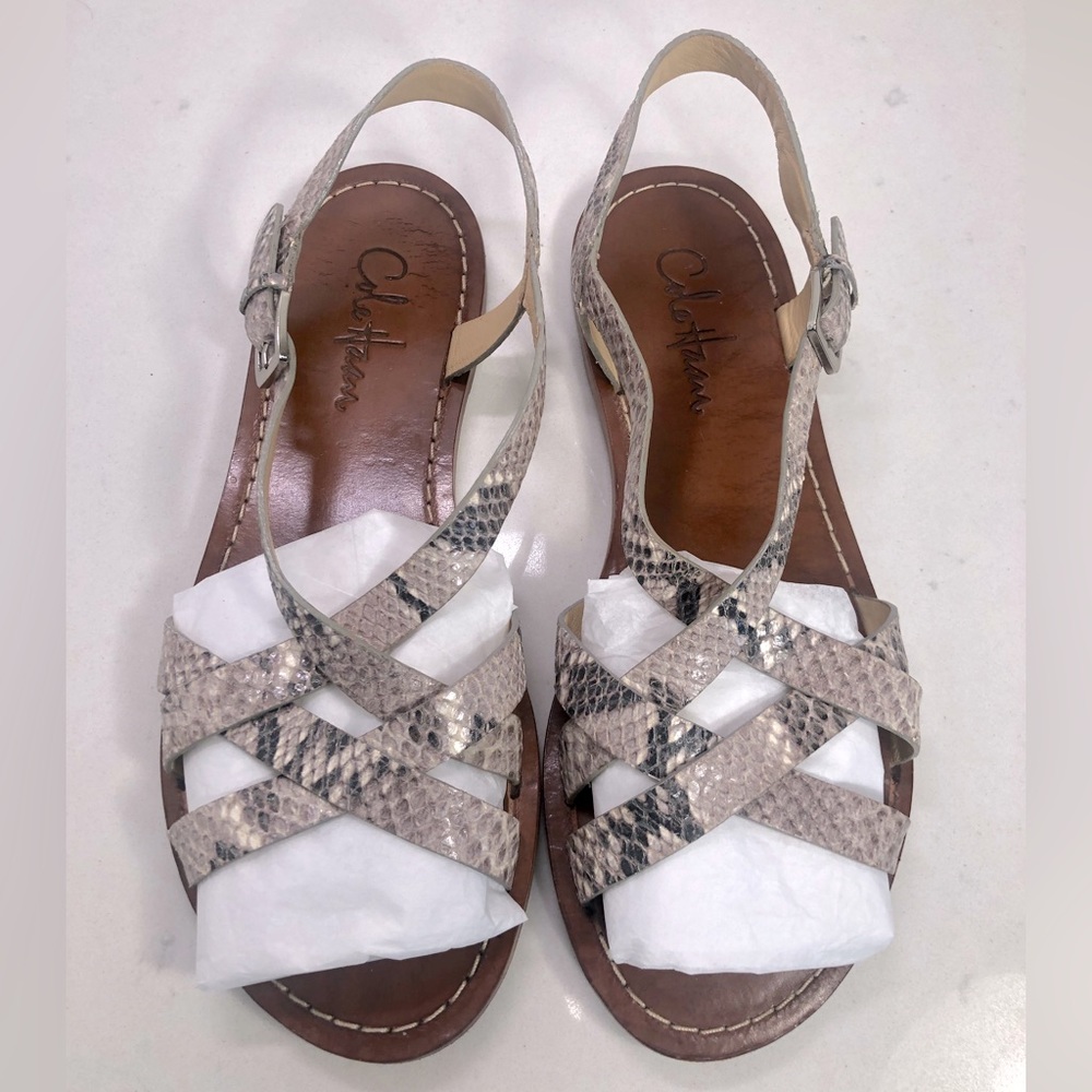 Vintage Cole Haan Snake Leather Strappy Flat Sandal Size 6.5